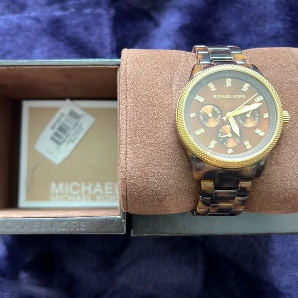 Michael Kors watch USED Mk Michael Kors Gold Watch Rhinestone USED with Box | eBay main image 2